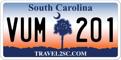 SC license plate VUM201