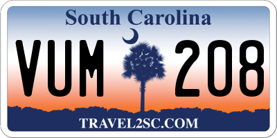 SC license plate VUM208