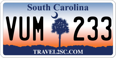 SC license plate VUM233