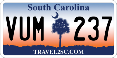 SC license plate VUM237