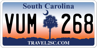 SC license plate VUM268
