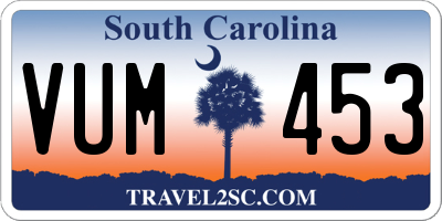 SC license plate VUM453
