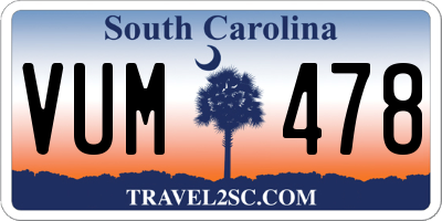 SC license plate VUM478