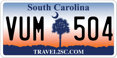 SC license plate VUM504