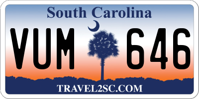 SC license plate VUM646