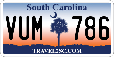 SC license plate VUM786