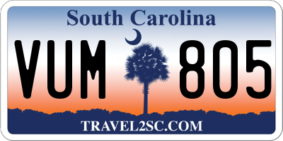 SC license plate VUM805