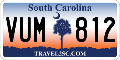 SC license plate VUM812