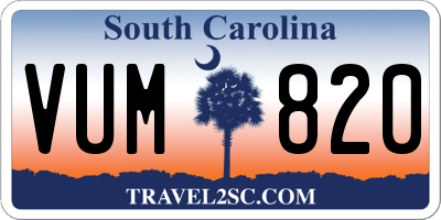 SC license plate VUM820