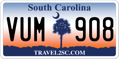 SC license plate VUM908