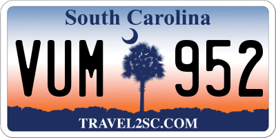 SC license plate VUM952