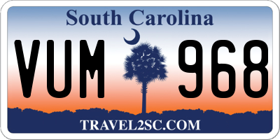 SC license plate VUM968