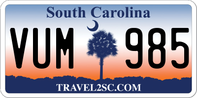 SC license plate VUM985