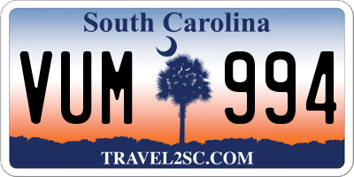 SC license plate VUM994