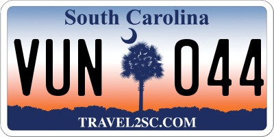 SC license plate VUN044