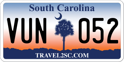 SC license plate VUN052