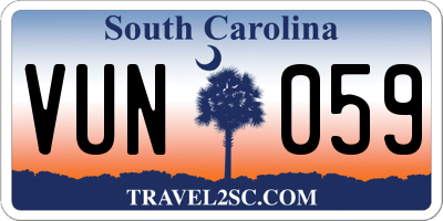 SC license plate VUN059