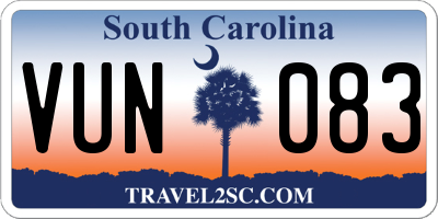 SC license plate VUN083