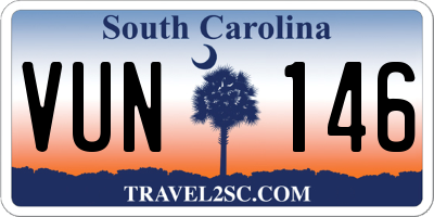 SC license plate VUN146