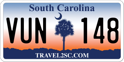 SC license plate VUN148