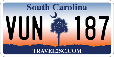SC license plate VUN187