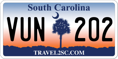 SC license plate VUN202