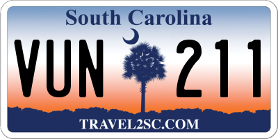 SC license plate VUN211