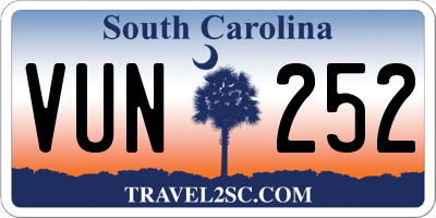 SC license plate VUN252