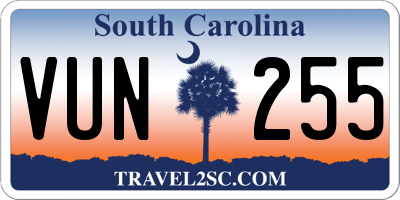 SC license plate VUN255