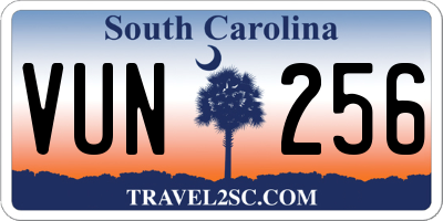 SC license plate VUN256