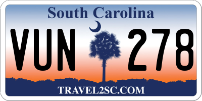 SC license plate VUN278
