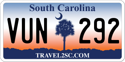SC license plate VUN292