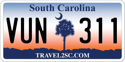 SC license plate VUN311
