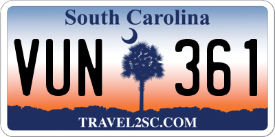 SC license plate VUN361
