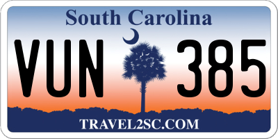 SC license plate VUN385