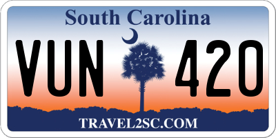 SC license plate VUN420