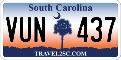 SC license plate VUN437
