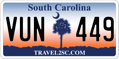 SC license plate VUN449
