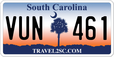 SC license plate VUN461