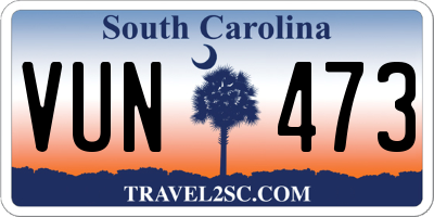 SC license plate VUN473