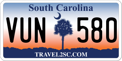 SC license plate VUN580