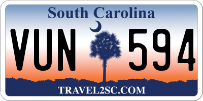 SC license plate VUN594