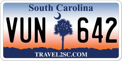 SC license plate VUN642