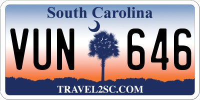 SC license plate VUN646