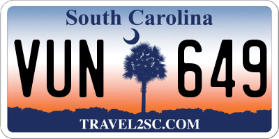 SC license plate VUN649