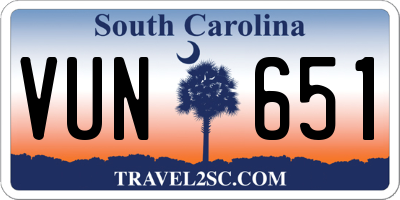 SC license plate VUN651