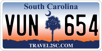 SC license plate VUN654