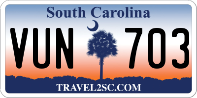 SC license plate VUN703