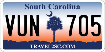 SC license plate VUN705
