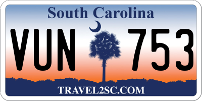 SC license plate VUN753